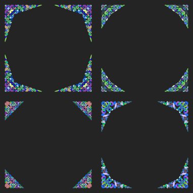 Kavisli taş mozaik sayfa sınır tasarım seti