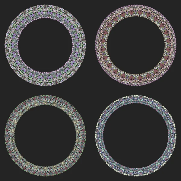 Set of 4 gravel mosaic round frames - wreath designs — Stock Vector