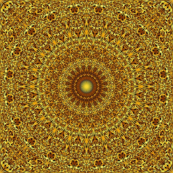 Golden zökkenőmentes virágos Kaleidoszkóp Mandala mintás háttérkép-keleti vektor meditáció háttér illusztráció — Stock Vector