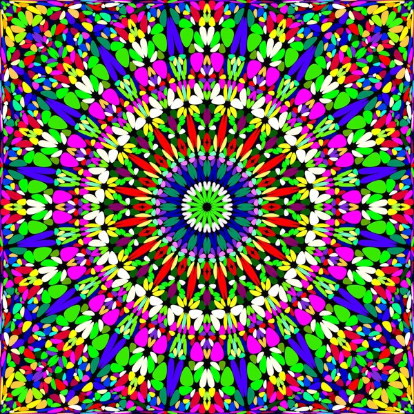 Färgglada sömlösa kronblad mosaik Mandala mönster bakgrund design — Stock vektor