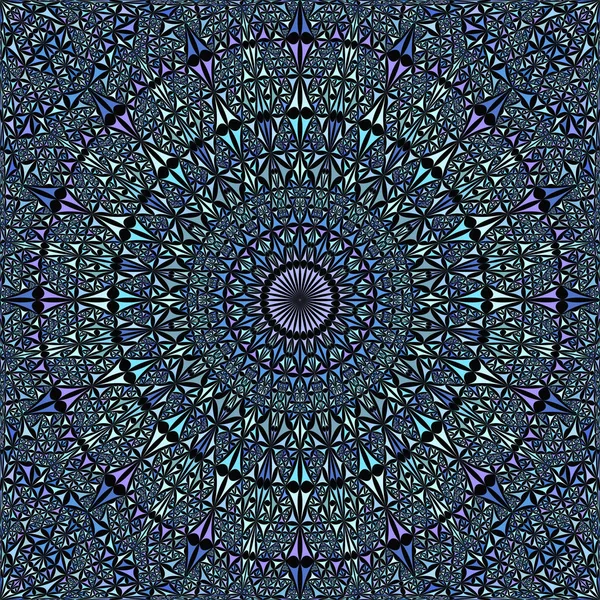 Azul abstracto inconsútil curvado triángulo mosaico caleidoscopio mandala patrón fondo de pantalla — Vector de stock