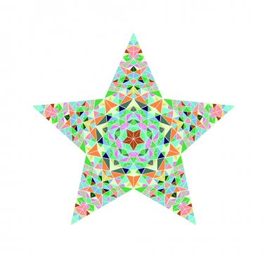 Renkli izole geometrik soyut mozaik süs yıldız şekli
