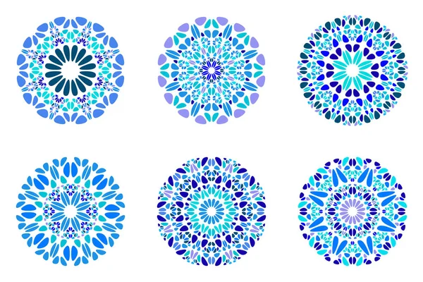 Round abstract colorful stone mandala logo set — Stock Vector