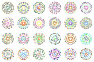 Renkli soyut çiçek mandala logo tasarım seti
