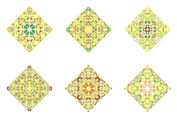 Soyut süslü izole çiçek süs kare sembol seti