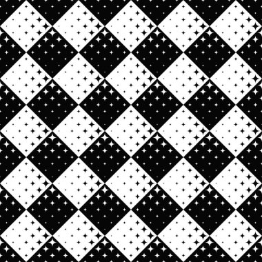 Kusursuz siyah-beyaz yıldız desenli arkaplan tasarımı