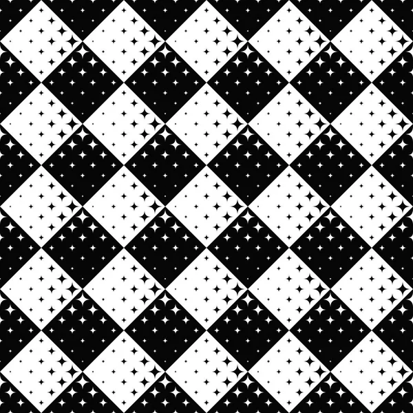 Seamless black and white star pattern background design — Stock Vector
