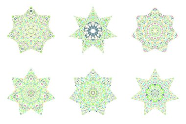 Soyut izole geometrik çiçek yıldız sembol şablon seti