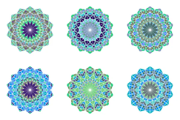 Круглий барвистий набір логотипів мандали - багатокутні декоративні векторні елементи — стоковий вектор
