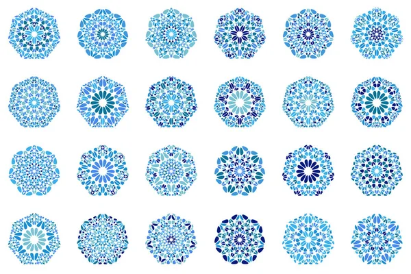Conjunto de conjuntos de polígonos heptógonos florais ornamentados geométricos isolados — Vetor de Stock