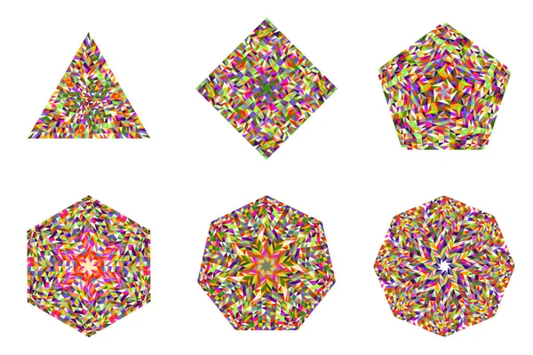 Conjunto de símbolos de polígono em mosaico emaranhado - elementos vetoriais geométricos — Vetor de Stock