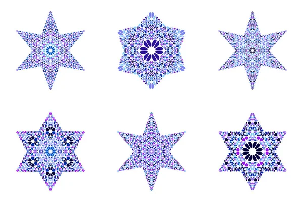 Conjunto de forma de estrella floral aislada - elementos vectoriales geométricos — Vector de stock