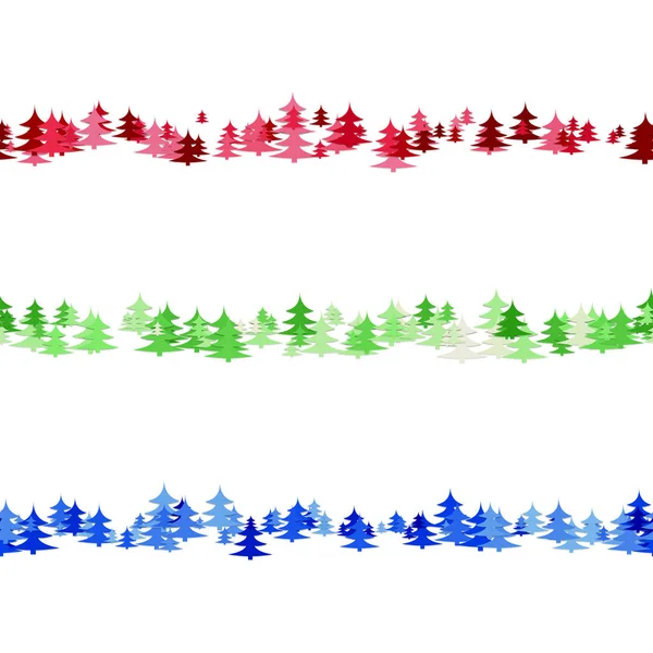 Sömlös Random Pine Tree mönster punkt avdelare linje set — Stock vektor