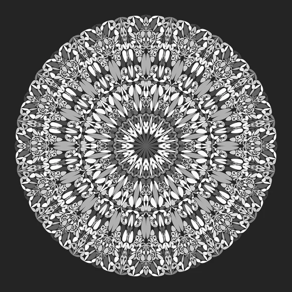 Abstract monochrome flower mandala ornament design — Stock Vector