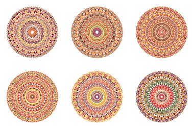 Yuvarlak soyut dairesel çakıl süsleme Mandala seti