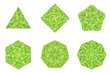 Soyut izole geometrik mozaik çokgen şekil seti