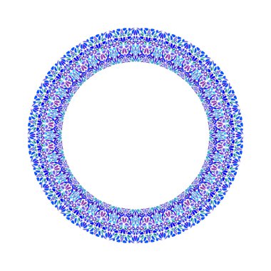 Soyut geometrik renkli çiçek yuvarlak çerçeve