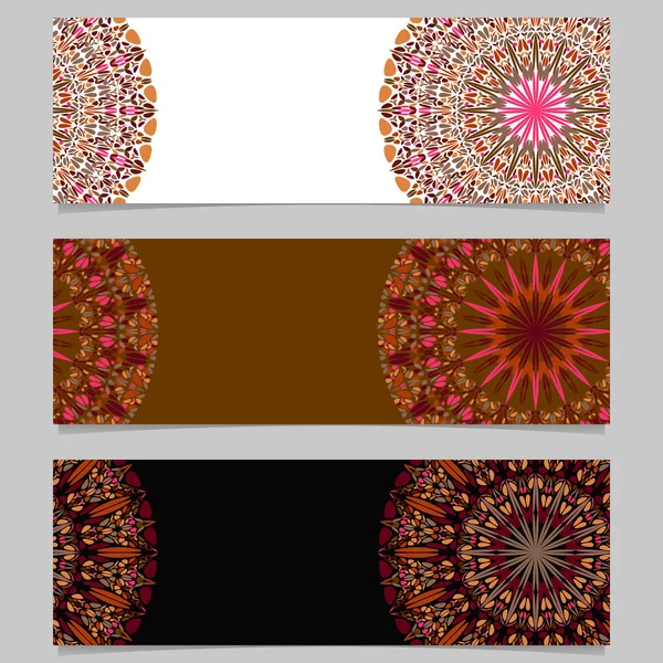 Horizontal geometrical colorful abstract floral mandala banner set — Stock Vector