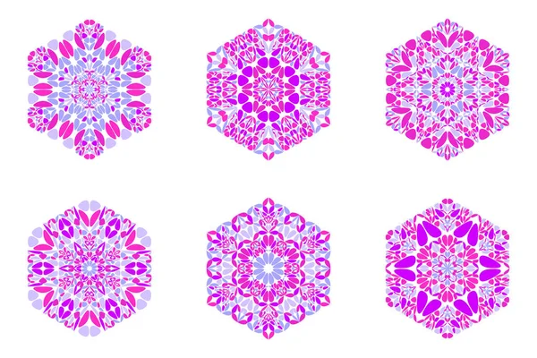 Изолированный геометрический красочный цветочный набор шаблонов логотипа шестиугольника — стоковый вектор