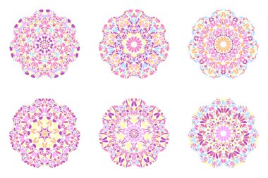 Yuvarlak soyut geometrik çiçek mandala logo seti