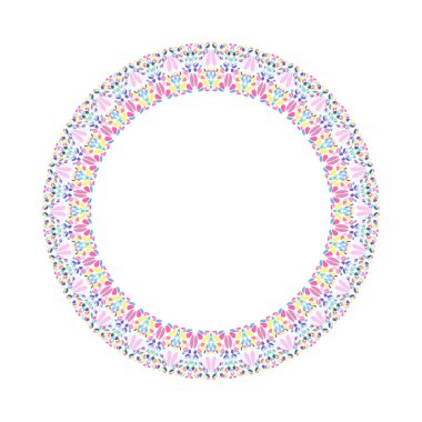 Soyut çiçek kenarlığı - yuvarlak vektör tasarım elemanı