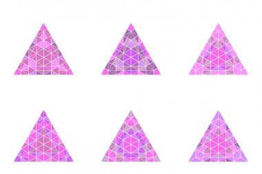 Geometrik süslü poligonal renkli üçgen piramit şekil seti