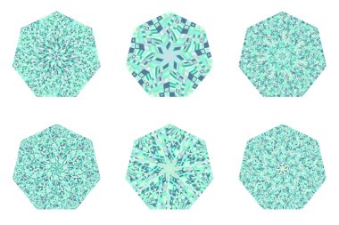 Soyut mozaik desen heptagon logo şablon seti