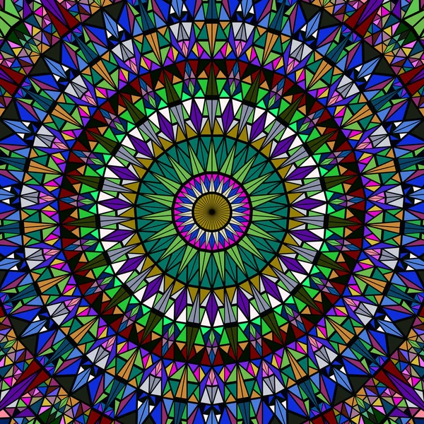 Dinámica poligonal circular azulejos patrón mosaico mandala fondo — Vector de stock