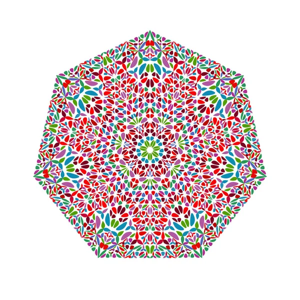 Colorido aislado adornado forma de mosaico floral heptágono — Vector de stock