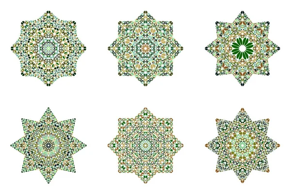 Ensemble isolé abstrait forme d'étoile d'ornement pétale — Image vectorielle