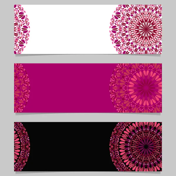 Abstract geometrical horizontal floral mandala banner set — Stock Vector