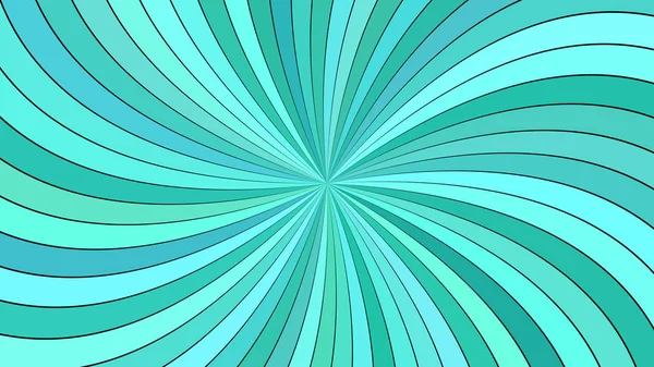 Turquoise psychedelic abstract striped spiral background design from curved rays — Stock Vector