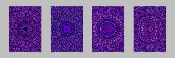 Lila Blume Mosaik Mandala Muster Karte Hintergrund Design-Set — Stockvektor