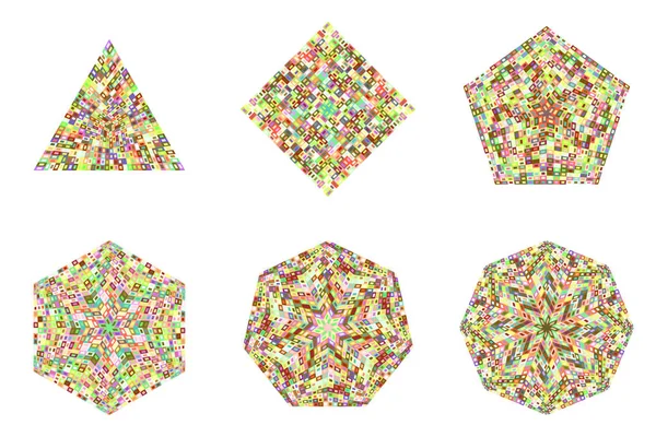 Conjunto de modelos de símbolos de polígono de mosaico abstrato isolado geométrico — Vetor de Stock