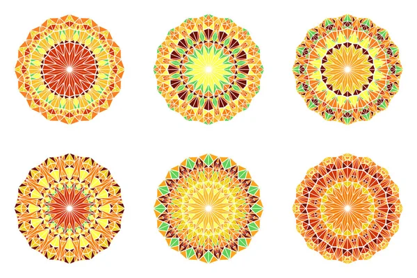 Цветные абстрактные круглые геометрические треугольные плитки мозаики мандала набор — стоковый вектор