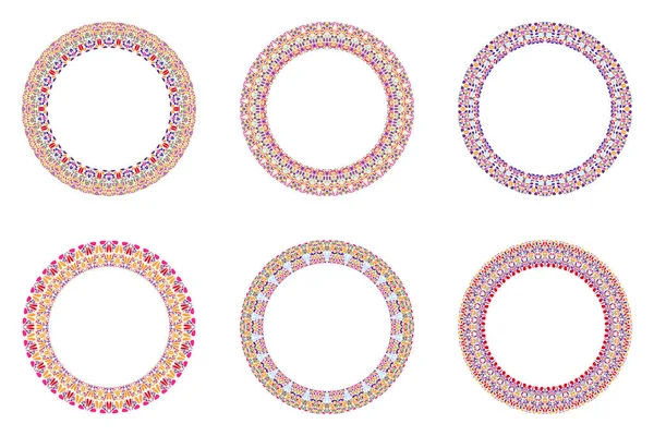 Abstracte geometrische Floral cirkel set-ronde vectorelementen — Stockvector