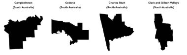 Campbelltown, Ceduna, Charles Sturt, Clare ve Gilbert Vadisi haritaları.