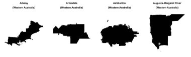 Albany, Armadale, Ashburton, Augusta-Margaret Nehri anahat haritaları