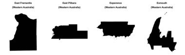 Doğu Fremantle, Doğu Pilbara, Esperance, Exmouth ana hatları haritaları