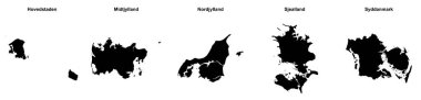 Hovedstaden, Midtjylland, Nordjylland, Sjealland, Syddanmark ana hatları