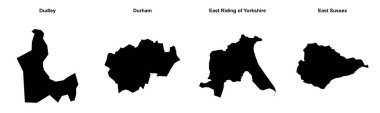 Dudley, Durham, Doğu Yorkshire Biniciliği, Doğu Sussex ana hatları haritaları.