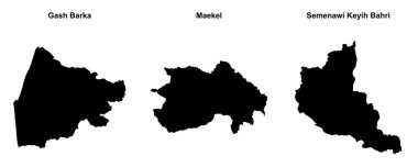 Gash Barka, Maekel, Semenawi Keyih Bahri ana hatlarıyla haritalar