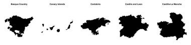Bask Ülkesi, Kanarya Adaları, Cantabria, Kastilya ve Leon, Castilla-La Mancha ana hatları haritaları