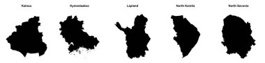 Kainuu, Kymenlaakso, Laponya, Kuzey Karelia, Kuzey Savonia ana hatları haritaları