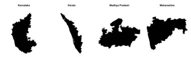 Karnataka, Kerala, Madhya Pradesh, Maharashtra özet haritaları