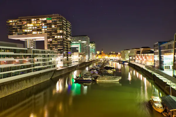 Rheinau Hafen Bei Nacht — Stockfoto