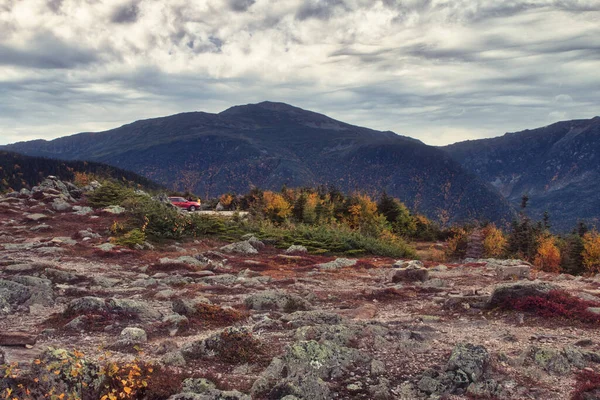 Beautiful landscape pictures during the autumn season from Mount Washington in New Hampshire, USA. Approximately 6300 ft elevation. Notorious erratic weather