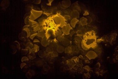 Sokak lambasına karşı bardaktaki yağmur damlalarının soyut bir sanat görüntüsü