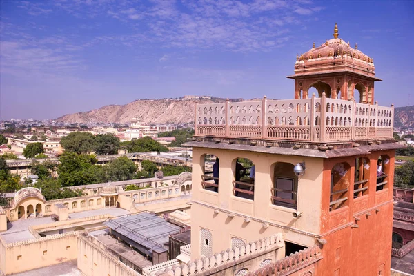 Széles Látószögű Kilátás Egy Palota Található Jaipur Város Rajasthan India — Stock Fotó