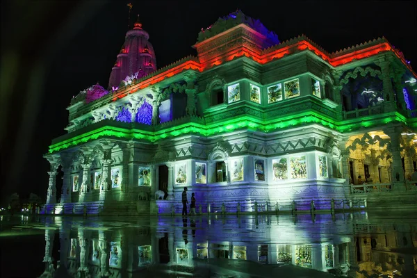 Mathura India Maggio 2012 Fotografia Notturna Ampio Angolo Prem Mandir — Foto Stock